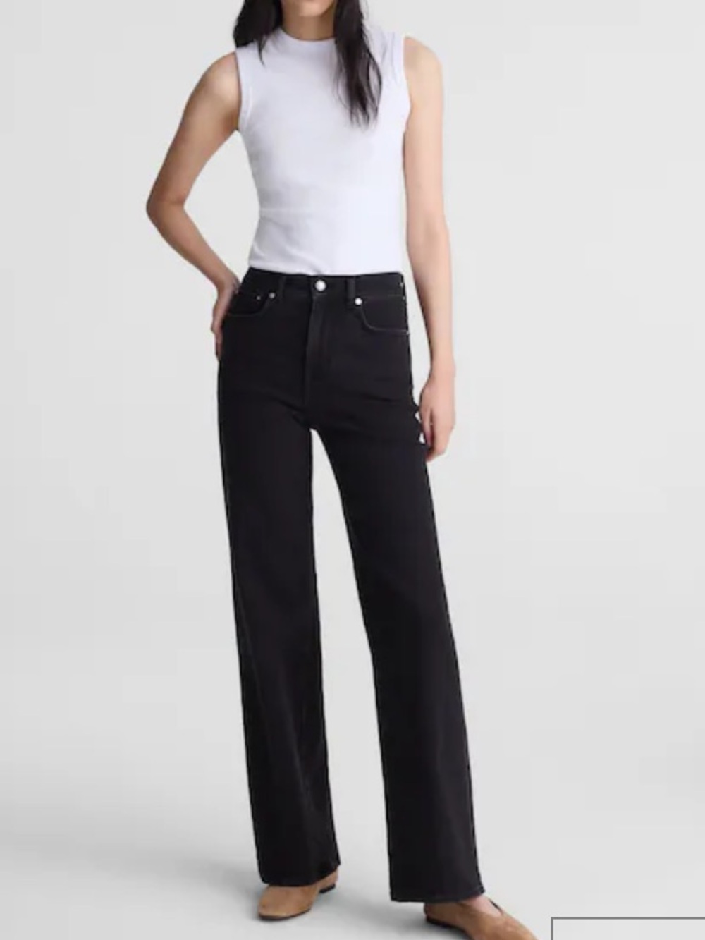 Madewell The Wide Leg Black Jeans size 27 high Rise style BK5217